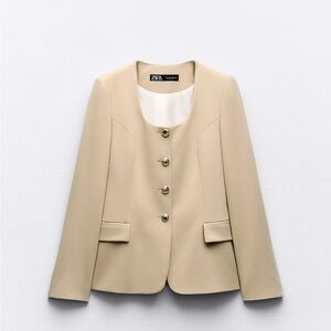 Zara Beige Blazer with Button Detail
